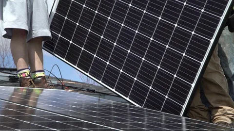 Solar Panel Install 6 Stock Footage 92747564