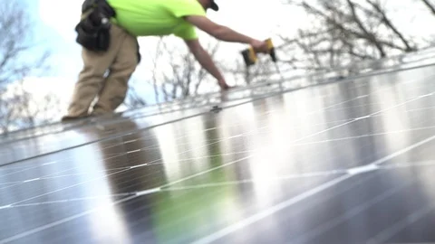 Solar Panel Install 7 Stock Footage 92747589