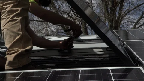 Solar Panel Install 8 Stock Footage 92747603