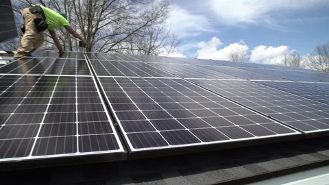 Solar Panel Install 9 Stock Footage 92747616