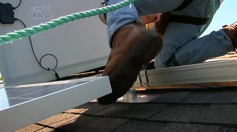 Solar Panel Install CU Stock Footage 12272203