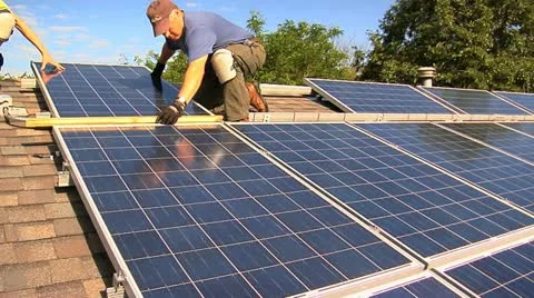 Solar Panel Install Stock Footage 12531094