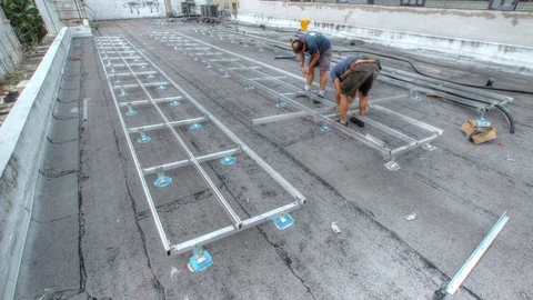 Solar Panel Install Time Lapse Stock Footage 125789710