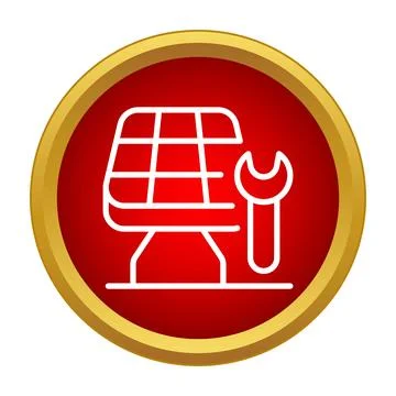 Solar panel installation and maintenance service icon Stock Illustration