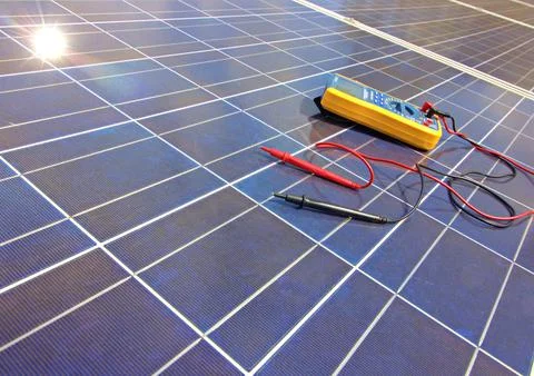 Solar panel installation and maintenance Foto stock