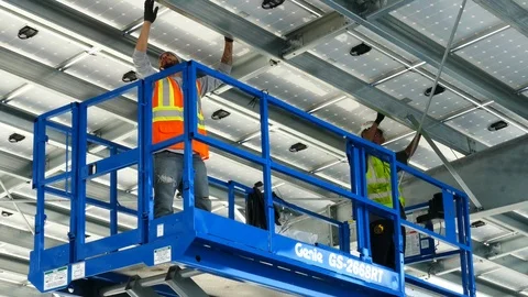 Solar Panel Installation Stock Footage 123947824