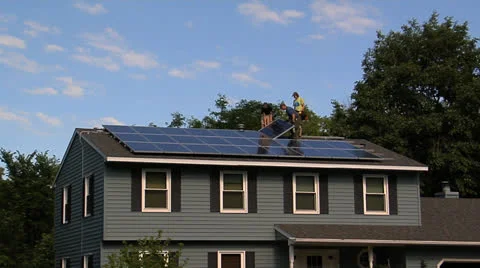 Solar panel installation on home Stock Footage 25657330