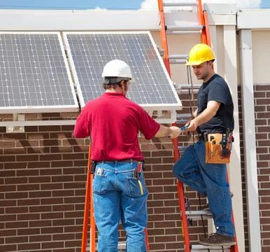 Solar Panel Installation Stock Photos