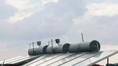 Solar panel installation on private countryside house in Kas, south of Turkey Stock Footage 266162543