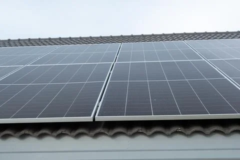 Solar panel installation urban area technology focus residential environmen.. Photos