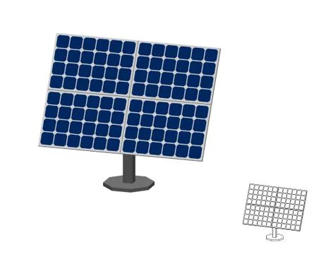 Solar panel. Isolated on white background. 3d Vector illustration. Stock Illustration