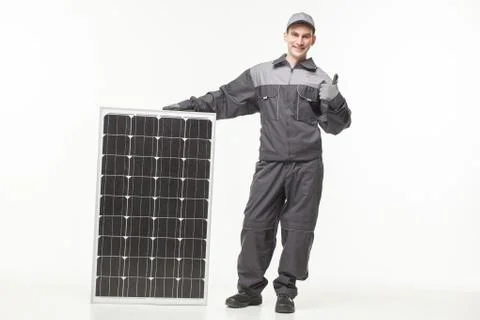 Solar panel Isolated on white background builder Stock Photos