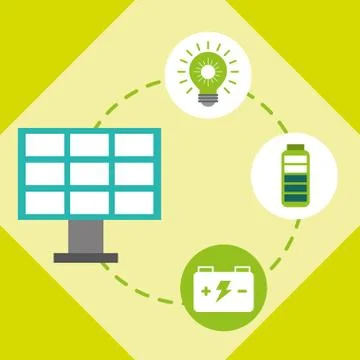 Solar panel light bulb accumulator battery Stock Illustration