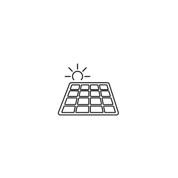 Solar panel line art icon - renewable energy and sun with a simple line Stock Illustration