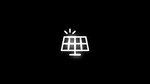 Solar Panel Line Icon Animation Loop Black Background Stock Footage 340541277