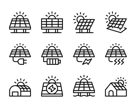 Solar panel line icon Stock Illustration