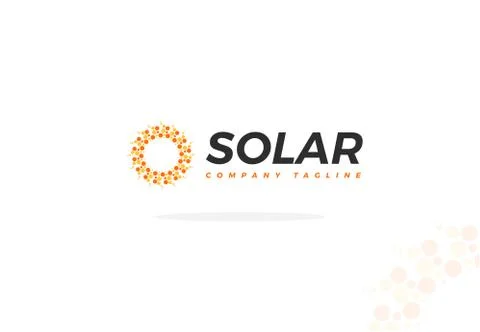 Solar Panel Logo Vector In Abstract Shape Of The Sun Stock Illustration