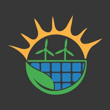 Solar panel logo vector icon of natural energy Pro Vector Stock Illustration