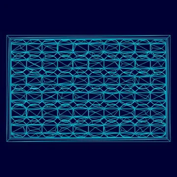 Solar panel low poly triangulation triangulated polygonal electric cyan blue  Stock Illustration