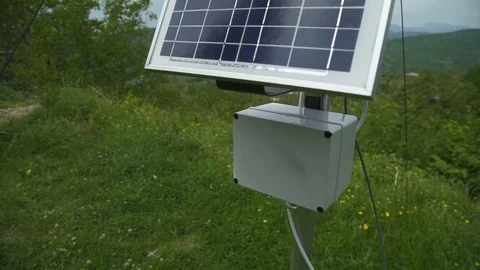 Solar panel in the mountains Stock Footage 76000499