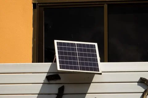 A solar panel is mounted on a wall Stock Photos