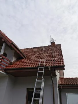 Solar panel mounting structure with microinverters Stock Photos
