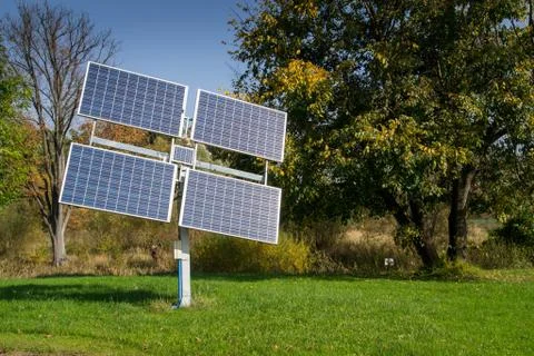 Solar panel in nature Stock Photos