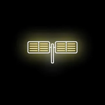Solar panel neon light glowing in dark Stock Illustration