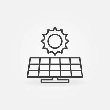 Solar Panel outline vector Renewable Energy concept icon Stock Illustration