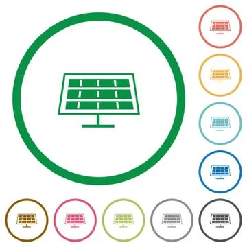 Solar panel outlined flat icons Stock Illustration