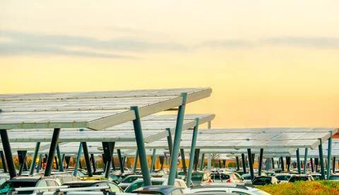 Solar panel parking canopy Stock Photos
