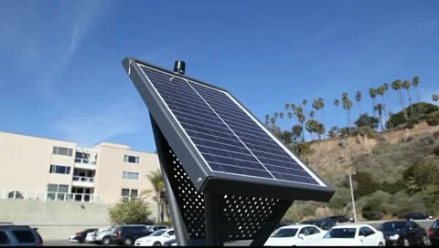 Solar panel parking meter in Santa Monica Beach, Los Angeles, California Stock-Footage 10735979