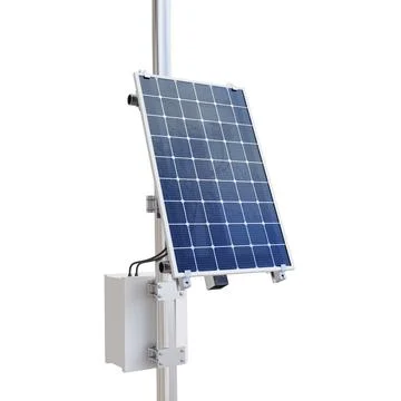 Solar panel on a pillar isolated on white background Illustrazione stock