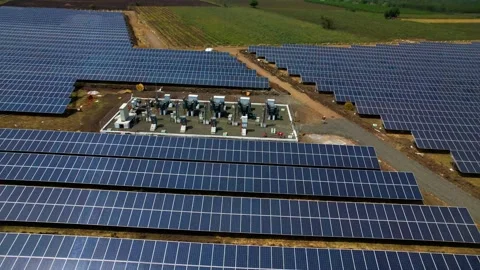 Solar panel plant renewable power electricity green energy sustainable aeri.. Stock Footage 240401276