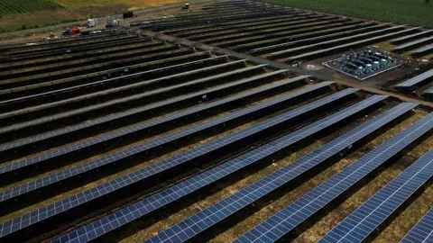 Solar panel plant renewable power electricity green energy sustainable aeri.. Stock Footage 240401277