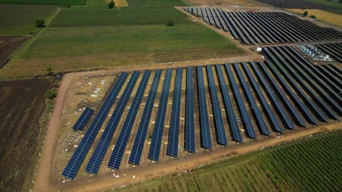 Solar panel plant renewable power electricity green energy sustainable aeri.. Stock Footage 240401336