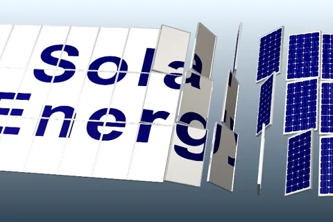 Solar Panel plant with title for presentation, 3rd angle DV_NTSC Stock Footage 46225689