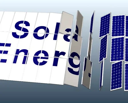 Solar Panel plant with title for presentation, 3rd angle DV_PAL Stock Footage 46225708