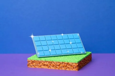 A solar panel on a plot of land. Land plots for solar power plants. Renewab.. Stock Photos