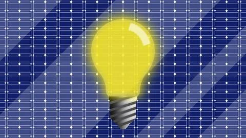 Solar panel as the power source of future, light bulb and a solar panel Stock Illustration