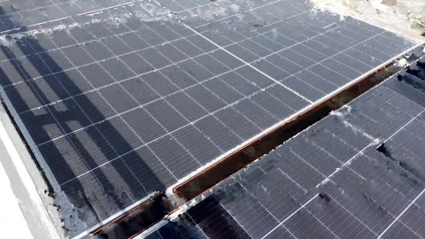 Solar panel powering decorative lights along the promenade of Palm Jumeirah I Video stock 312333454