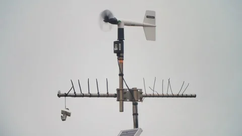 Solar panel powers an array of weatherinstruments, Point Loma Ecological Reserve Stock Footage 113767040