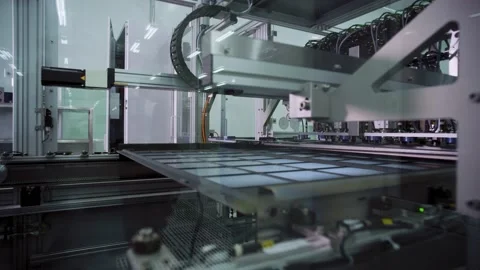 Solar panel production workshop,production line,china Stock Footage 130936160