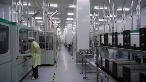 Solar panel production workshop,production line,china Stock Footage 130938155