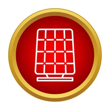 Solar panel red circle icon generating clean energy Stock Illustration