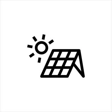 Solar panel renewable energy vector line icon Stock Illustration