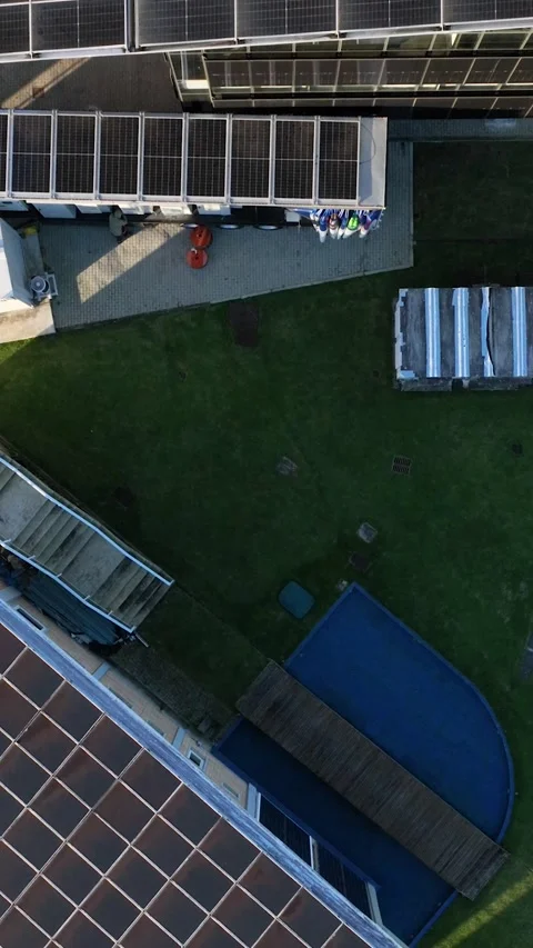 Solar Panel Research and Innovation Facility, Florianopolis, Aerial View Stock Footage 344442257