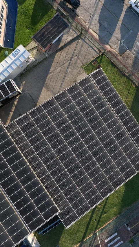 Solar Panel Research and Innovation Facility, Florianopolis, Aerial View Stock Footage 344442637