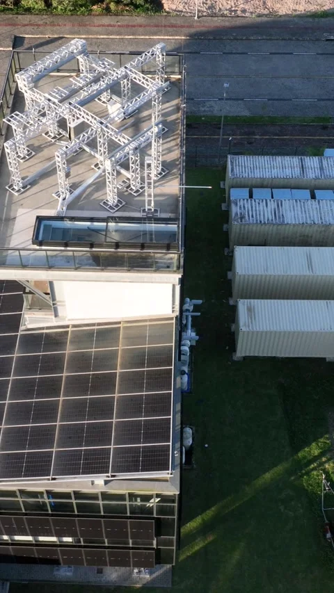 Solar Panel Research and Innovation Facility, Florianopolis, Aerial View Stock Footage 344444235