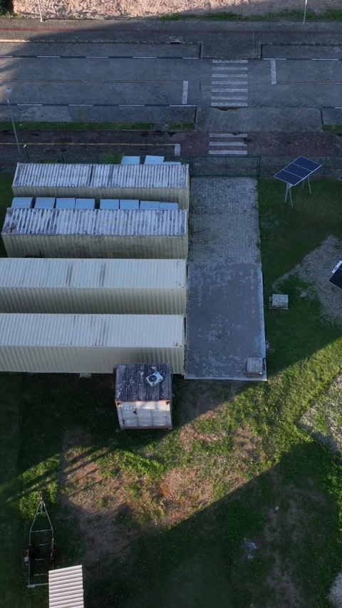 Solar Panel Research and Innovation Facility, Florianopolis, Aerial View Stock Footage 344444274